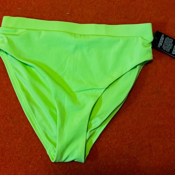 Neon lime green high rise bikini swimsuit bottom NWT - Picture 3 of 8